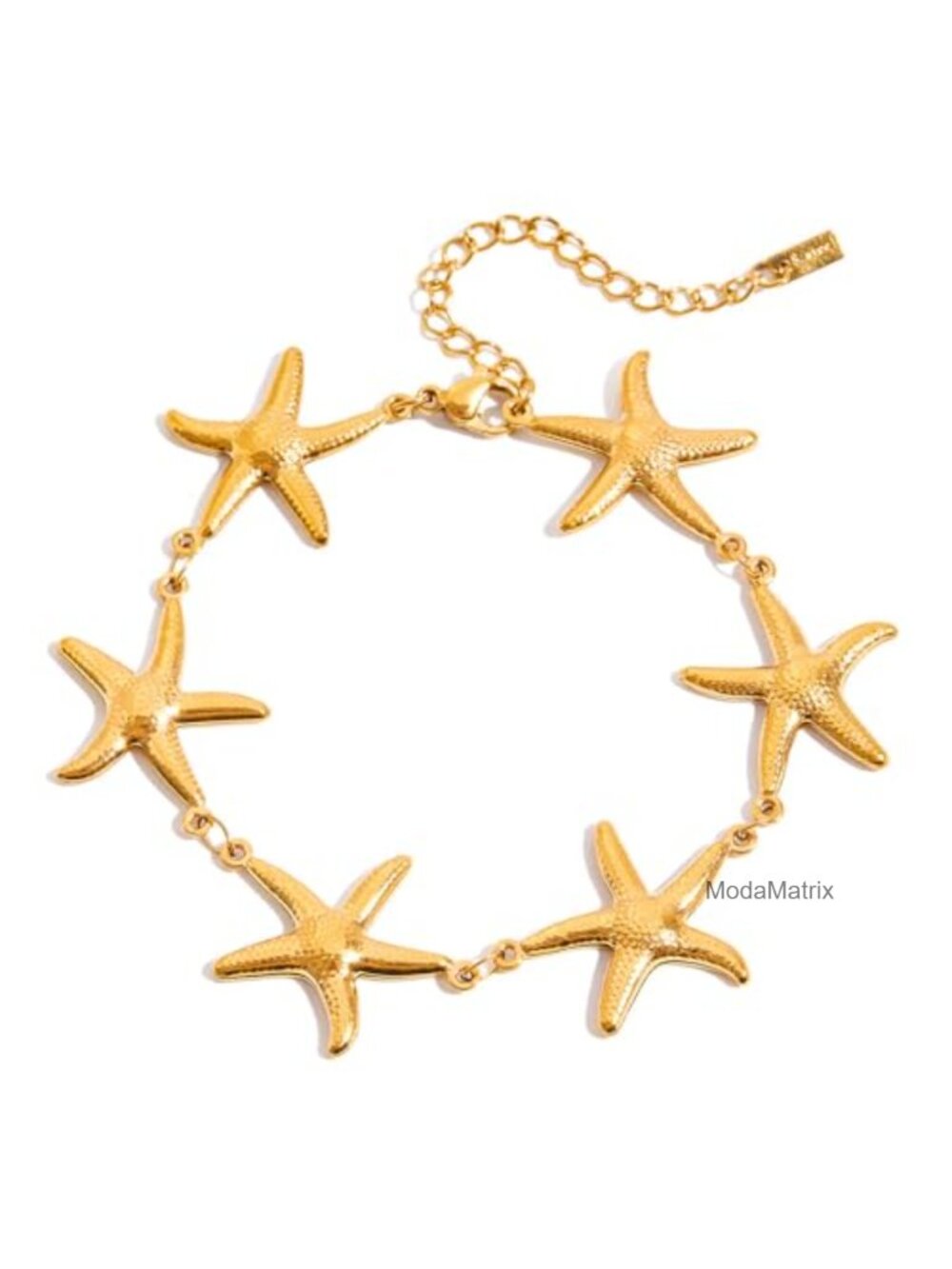 18K Gold Plated Starfish Charm Bracelet Women Stainless Steel Vintage Ocean